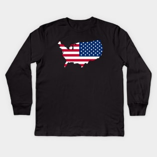 Usa Maps flag Kids Long Sleeve T-Shirt